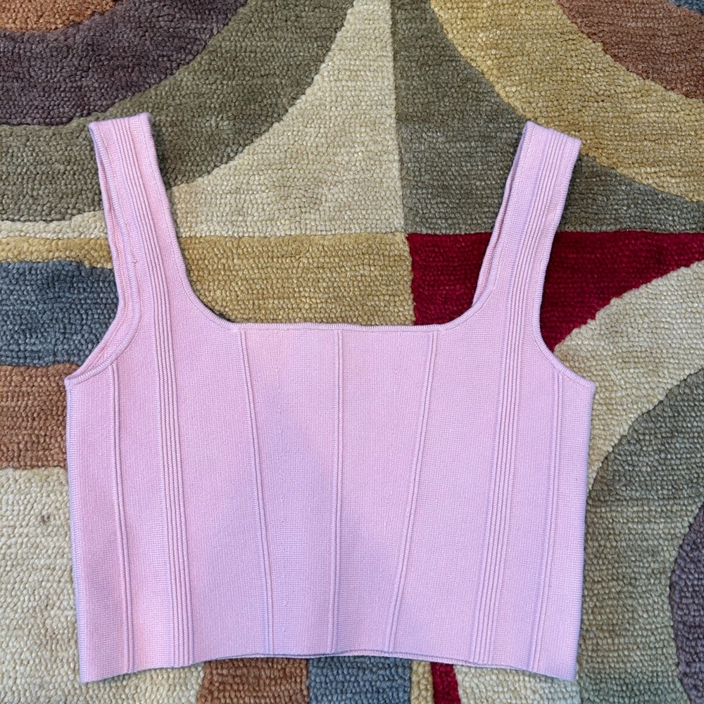 All Row light pink sculpt knit cropped tank top crop top Size Medium
